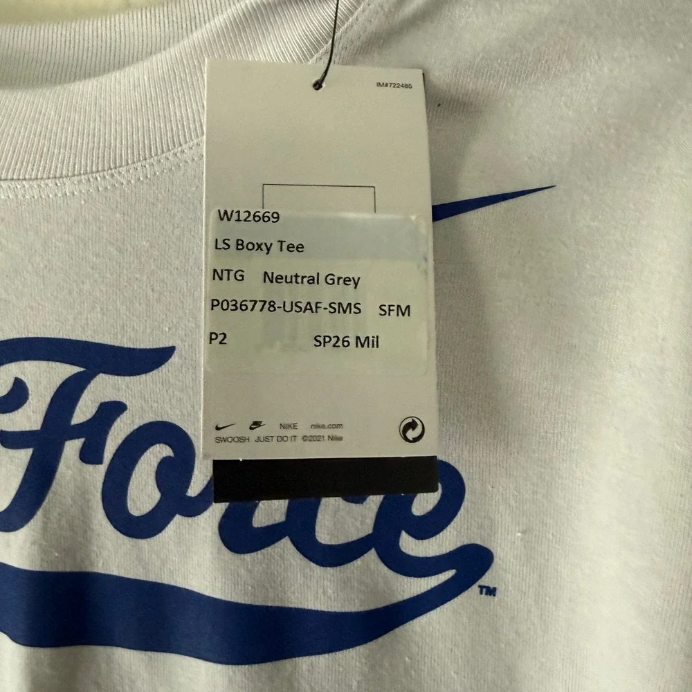 Nike Air Force Long Sleeve Boxy Tee Neutral Grey W12669 P036778-USAF-SMS